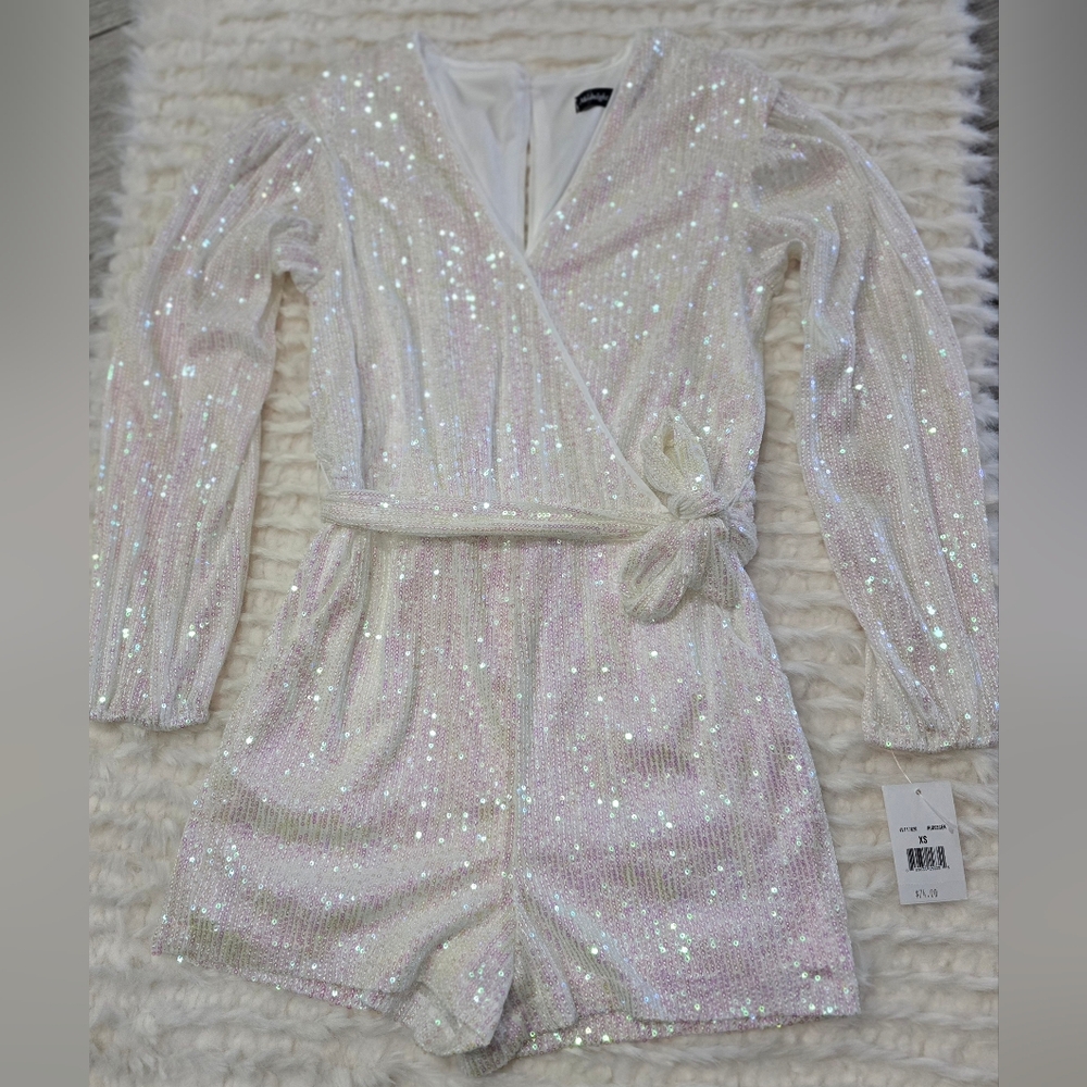 Sequin Wrap Women Shorts - White